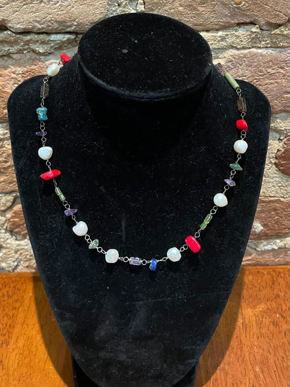 Silpada Multi Stone 925 Silver Necklace Retired Pearl Coral Turquoise Amethyst